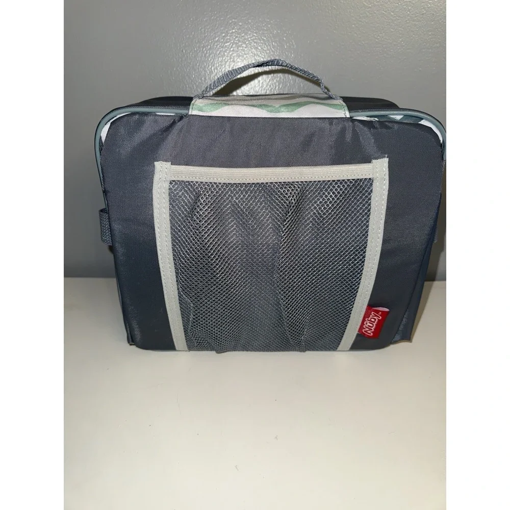 Nuby Easy Go Travel Booster‎ Seat Portable High Chair Gray Chevron 35lb NWOT